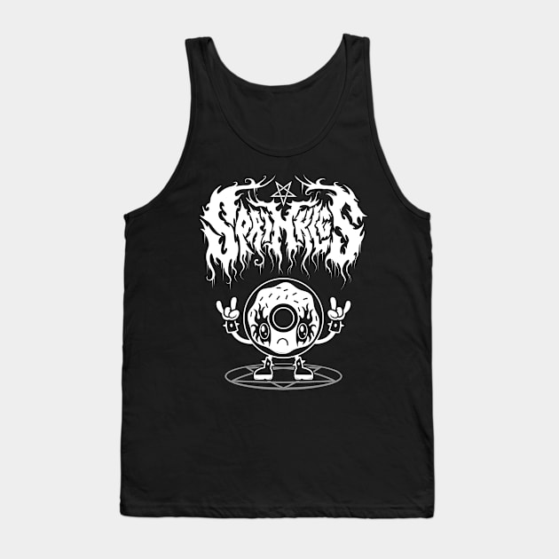 Kawaii Donut - Black Metal Logo - Creepy Cute Goth - Sprinkles Tank Top by Nemons